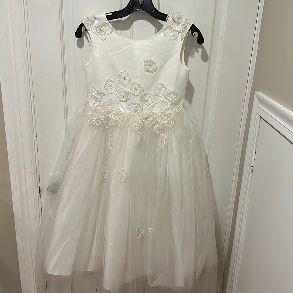 Princess Daliana Emmie Floral Appliqué Tulle Flower Girl Dress
